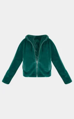 PrettyLittleThing Faux Fur Coats*Plush Faux Fur Hooded Zip Up Jacket