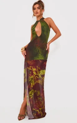 Print Mesh Extreme Cut Out Maxi Dress-PrettyLittleThing Hot