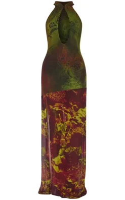 Print Mesh Extreme Cut Out Maxi Dress-PrettyLittleThing Hot