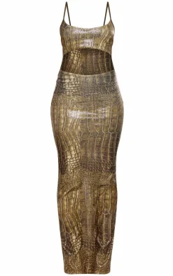 Print Sequin Cut Out Maxi Dress-PrettyLittleThing Online