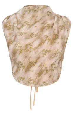 Outlet PrettyLittleThing Sequin Tie Back High Neck Cowl Crop Top Green