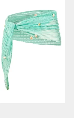 Green Shell Trim Fishnet Tie Side Sarong