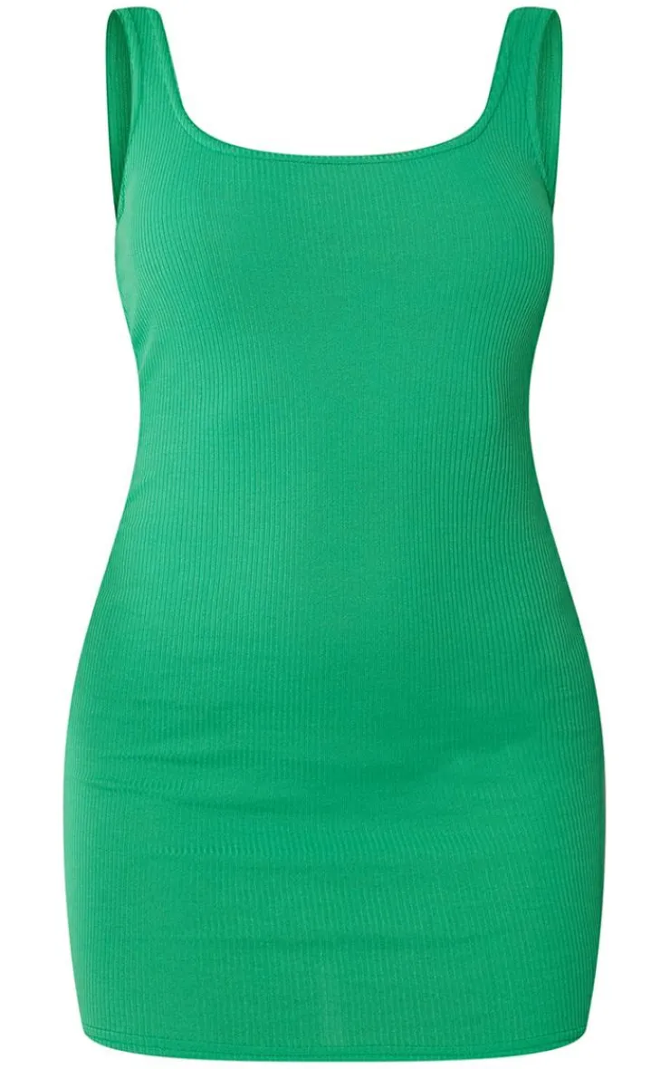 Square Neck Low Back Rib Bodycon Dress-PrettyLittleThing