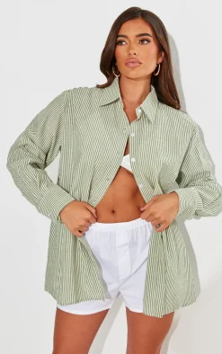 PrettyLittleThing Shirts*Striped Oversized Shirt