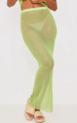 Best PrettyLittleThing Textured Sheer Low Rise Midaxi Skirt Green