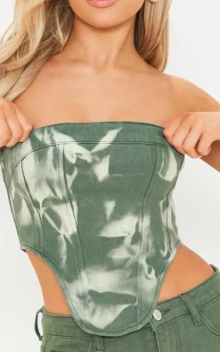 PrettyLittleThing Corsets*Tie Dye Seam Detail Denim Corset Top