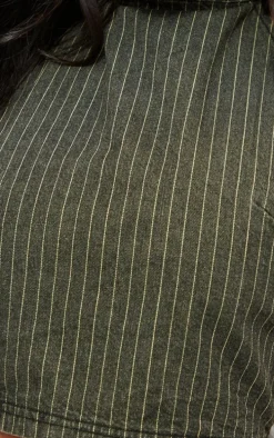 Green Tint Vintage Pinstripe Halterneck Denim Top