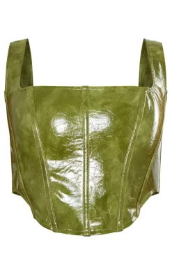 PrettyLittleThing Corsets*Washed Faux Leather Boned Corset