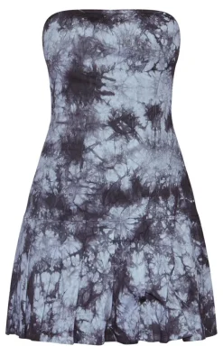 Acid Wash Bandeau Pleated Shift Dress-PrettyLittleThing Outlet