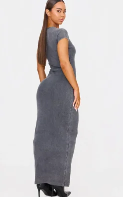Acid Wash Cap Sleeve Maxi Dress-PrettyLittleThing Discount