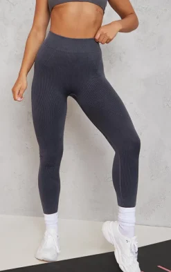 PrettyLittleThing Seamless Gym Wear*and Charcoal Acid Wash Seamless Gym Leggings