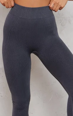 PrettyLittleThing Seamless Gym Wear*and Charcoal Acid Wash Seamless Gym Leggings