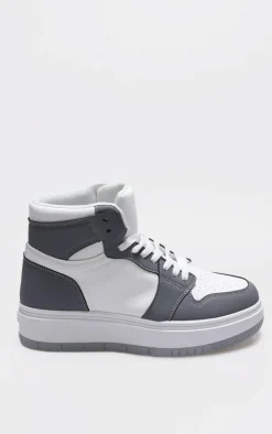 PrettyLittleThing Sneakers*And White PU Contrast Chunky Sole Hi Top Sneakers