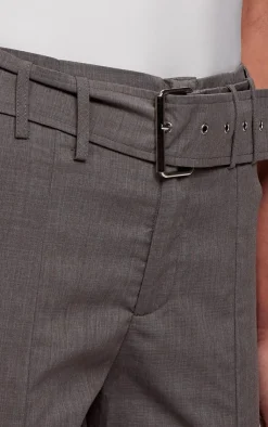 Best PrettyLittleThing Belt Detail Capri Pants Grey