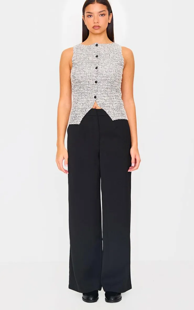 PrettyLittleThing Sleeveless Tops*Boucle Button Down Waist Coat