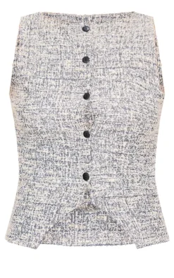 PrettyLittleThing Sleeveless Tops*Boucle Button Down Waist Coat
