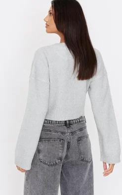 PrettyLittleThing Cardigans*Boucle Knit Button Through Cropped Cardigan