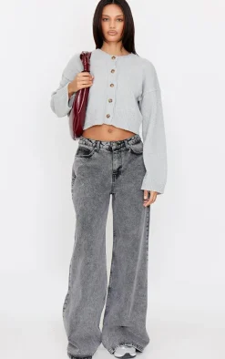 PrettyLittleThing Cardigans*Boucle Knit Button Through Cropped Cardigan