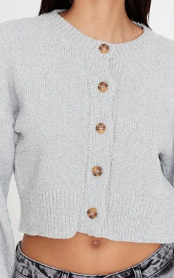 PrettyLittleThing Cardigans*Boucle Knit Button Through Cropped Cardigan