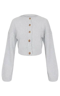 PrettyLittleThing Cardigans*Boucle Knit Button Through Cropped Cardigan