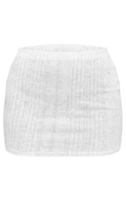Grey Brushed Rib Mini Skirt