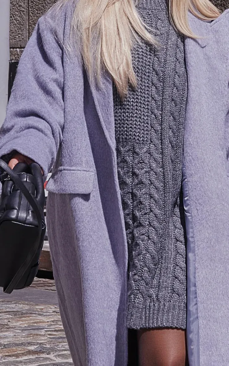 PrettyLittleThing Wool Coats*Brushed Wool Look Oversized Drop Shoulder Coat