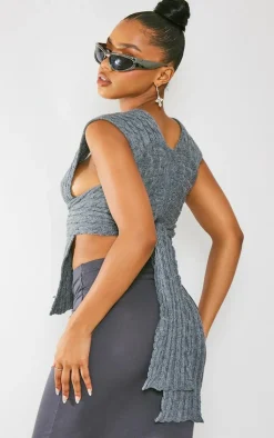 PrettyLittleThing Wrap Tops*Cable Knit Wrap Multi Way Top