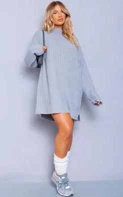 Cable Knitted Sweater Dress-PrettyLittleThing Outlet