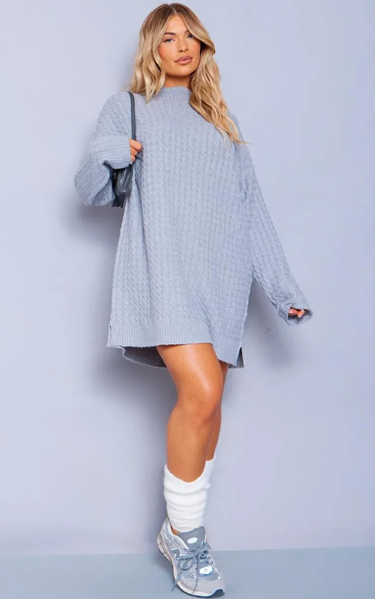 Cable Knitted Sweater Dress-PrettyLittleThing Outlet
