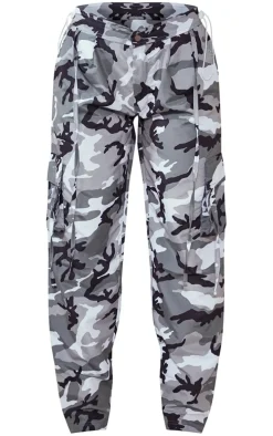 Grey Camo Print Lightweight Shell Low Rise Cargos