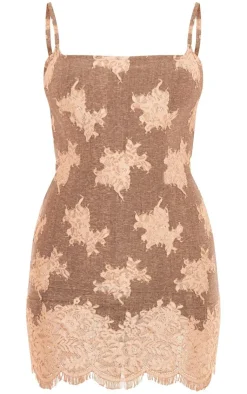 Contrast Lace Detail Strappy Bodycon Dress-PrettyLittleThing