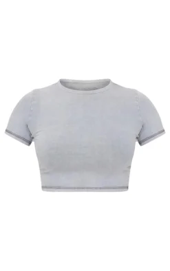 Best PrettyLittleThing Cotton Washed Longline T Shirt Grey