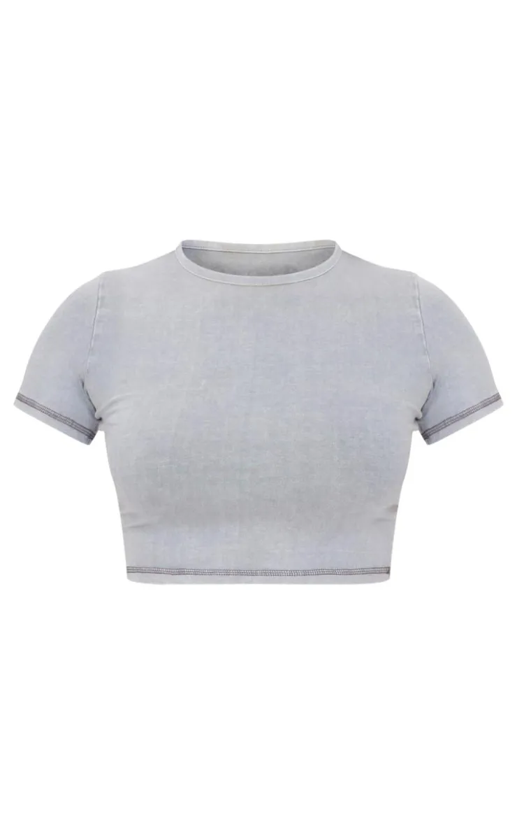 Best PrettyLittleThing Cotton Washed Longline T Shirt Grey