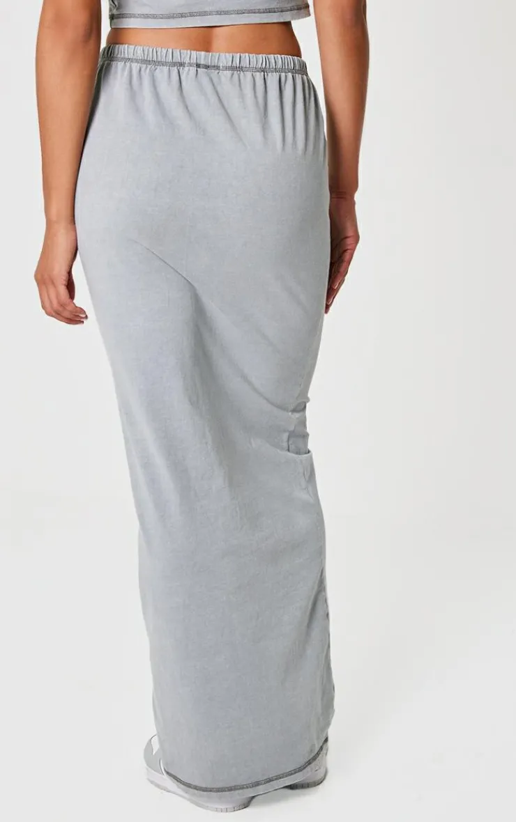 New PrettyLittleThing Cotton Washed Maxi Skirt Grey