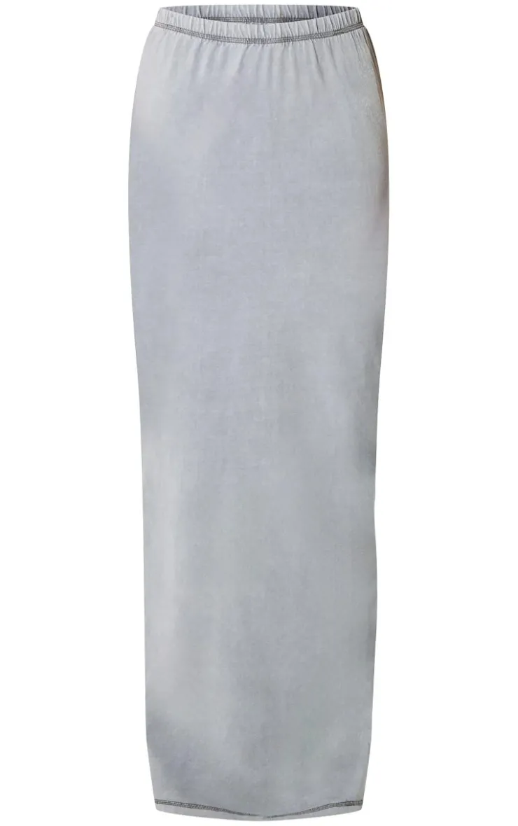 New PrettyLittleThing Cotton Washed Maxi Skirt Grey