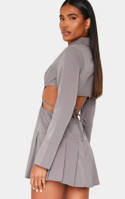 Cut Out Back Long Sleeve Shift Dress-PrettyLittleThing Clearance