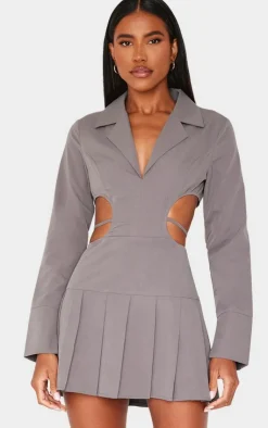 Cut Out Back Long Sleeve Shift Dress-PrettyLittleThing Clearance