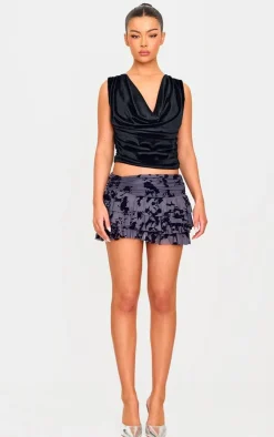 Devore Frilly Ruched Front Mini Skirt-PrettyLittleThing Clearance