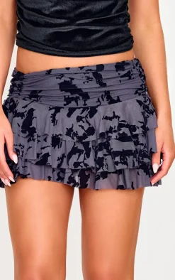 Devore Frilly Ruched Front Mini Skirt-PrettyLittleThing Clearance