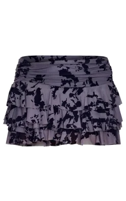 Devore Frilly Ruched Front Mini Skirt-PrettyLittleThing Clearance