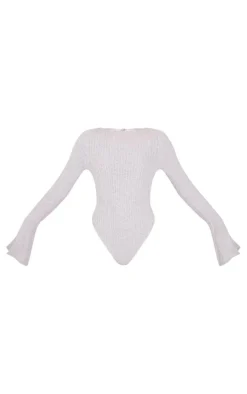 PrettyLittleThing Knitted Tops*Eyelash Knit Open Back Bodysuit