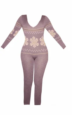 PrettyLittleThing Christmas Pajamas*Fairisle Knitted Christmas Jumpsuit