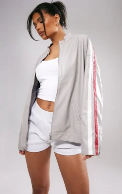 PrettyLittleThing Faux Leather Jackets*Faux Leather Stripe Side Oversized Biker Jacket