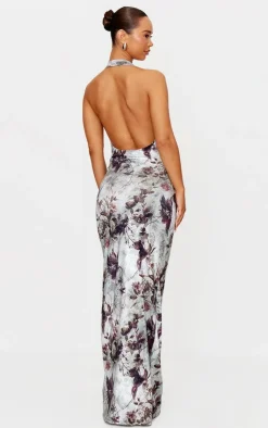 Floral Print Extreme Cowl Maxi Dress-PrettyLittleThing Best