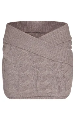 Discount PrettyLittleThing Foldodver Detail V Front Mini Skirt Grey