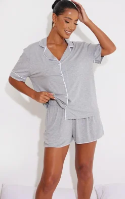 PrettyLittleThing Christmas Gifts*Jersey Piping Detail Short PJ Set