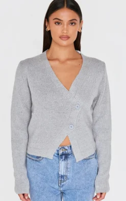 PrettyLittleThing Cardigans*Knit Asymmetric Button Cardigan