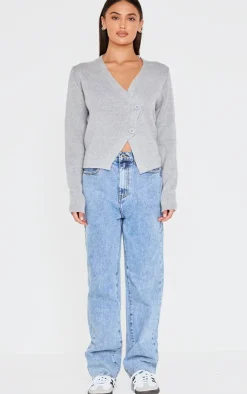 PrettyLittleThing Cardigans*Knit Asymmetric Button Cardigan