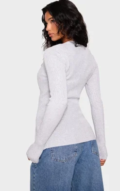 PrettyLittleThing Cardigans*Knitted Ribbed Long Sleeve Cardigan