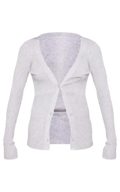 PrettyLittleThing Cardigans*Knitted Ribbed Long Sleeve Cardigan